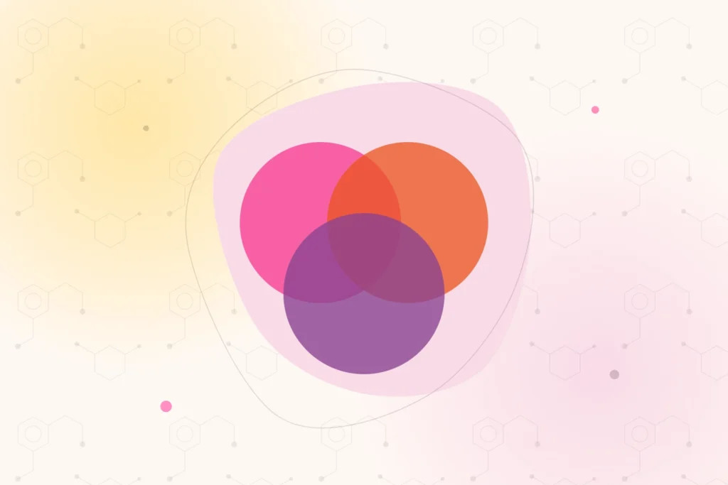 Ilustración: tres círculos de colores que se cruzan