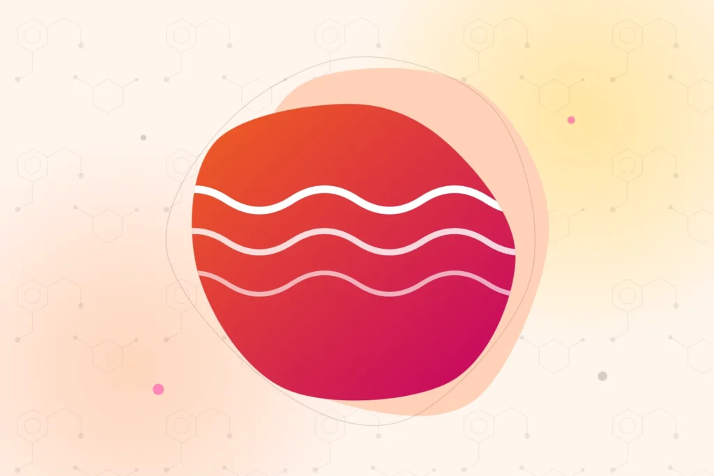 Ilustración: tres ondas blancas sobre una mancha naranja